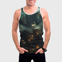 Майка-безрукавка мужская Ночь тыкв и теней, цвет: 3D-белый — фото 2
