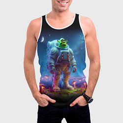 Майка-безрукавка мужская Шрек бравый космонавт - неоновое свечение, цвет: 3D-белый — фото 2
