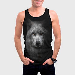 Майка-безрукавка мужская Суровый волк с холодным нордическим взглядом, цвет: 3D-черный — фото 2
