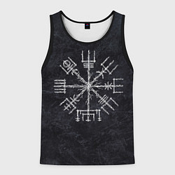 Майка-безрукавка мужская Мистический компас рун вегвизир, цвет: 3D-черный