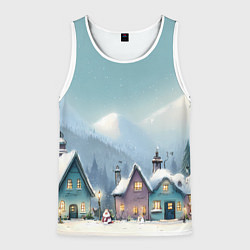 Майка-безрукавка мужская Новогодние дома, цвет: 3D-белый