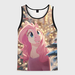 Майка-безрукавка мужская Удивленная лошадка - Новый год, цвет: 3D-черный