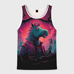 Майка-безрукавка мужская Лошадь рок стиль, цвет: 3D-белый