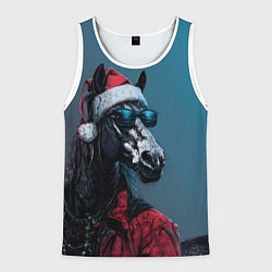 Майка-безрукавка мужская Лошадь в новогоднем стиле, цвет: 3D-белый