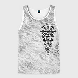 Майка-безрукавка мужская Вегвизир - компас рун в виде става, цвет: 3D-белый