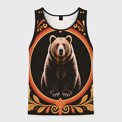 Мужская майка без рукавов Медведь в орнаменте