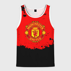 Майка-безрукавка мужская Манчестер Юнайтед краски брызги, цвет: 3D-белый