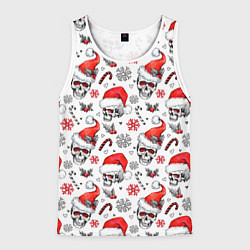 Мужская майка без рукавов Новогодние черепа