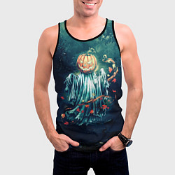 Майка-безрукавка мужская Тыква призрак, цвет: 3D-черный — фото 2