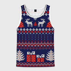 Мужская майка без рукавов Новогодний вязаный паттерн