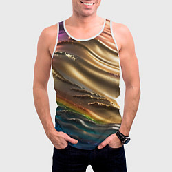 Майка-безрукавка мужская Переливающийся расплавленный металл, цвет: 3D-белый — фото 2