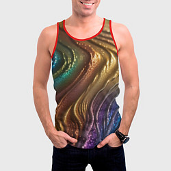 Майка-безрукавка мужская Сморщенные складочки жидкости, цвет: 3D-красный — фото 2