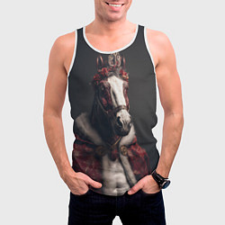 Майка-безрукавка мужская Лошадь в новогоднем костюме, цвет: 3D-белый — фото 2
