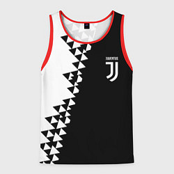 Мужская майка без рукавов Juventus черно белая геометрия текстура