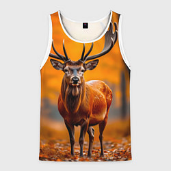 Мужская майка без рукавов Осенний лес с оленем