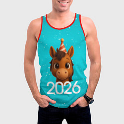 Майка-безрукавка мужская Голова лошадки, цвет: 3D-красный — фото 2