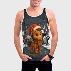 Майка-безрукавка мужская Новогодняя лошадка 2026 год, цвет: 3D-белый — фото 2