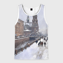 Майка-безрукавка мужская Санкт-Петербург зима, цвет: 3D-белый