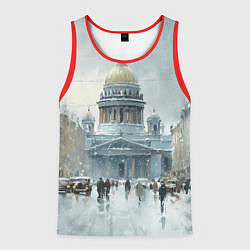Майка-безрукавка мужская Санкт-Петербург зимний пейзаж, цвет: 3D-красный
