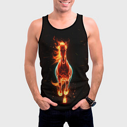 Майка-безрукавка мужская Огненная лошадь из темноты, цвет: 3D-черный — фото 2