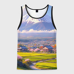 Мужская майка без рукавов Сакура у подножия Фудзиямы