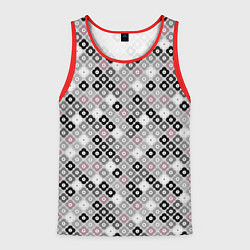 Майка-безрукавка мужская Цветочный серо-розовый узор ретро, цвет: 3D-красный