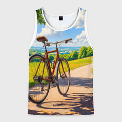 Майка-безрукавка мужская Велопрогулка в лучах лета, цвет: 3D-белый
