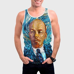 Майка-безрукавка мужская Ленин Ван Гога, цвет: 3D-белый — фото 2