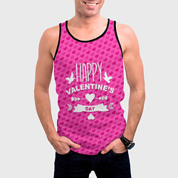 Майка-безрукавка мужская Happy Valentines Day, цвет: 3D-черный — фото 2