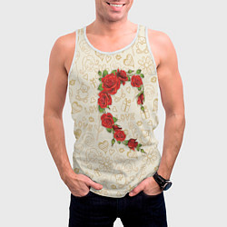 Майка-безрукавка мужская Сердце красных роз, цвет: 3D-белый — фото 2
