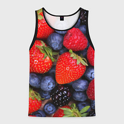 Майка-безрукавка мужская Berries, цвет: 3D-черный
