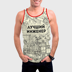 Майка-безрукавка мужская Лучший инженер, цвет: 3D-красный — фото 2