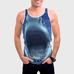 Майка-безрукавка мужская Белая акула, цвет: 3D-белый — фото 2