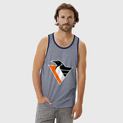 Майка мужская хлопок Pittsburgh Penguins, цвет: синяя тельняшка — фото 2