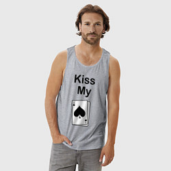 Майка мужская хлопок Kiss my card, цвет: меланж — фото 2