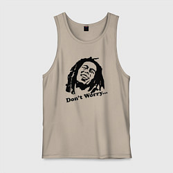 Майка мужская хлопок Bob Marley: Don't worry, цвет: миндальный