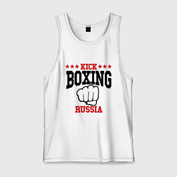 Майка мужская хлопок Kickboxing Russia, цвет: белый