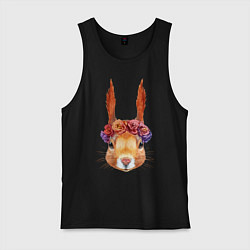 Майка мужская хлопок Белка с венком, цвет: черный