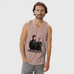 Майка мужская хлопок Sherlock, цвет: пыльно-розовый — фото 2