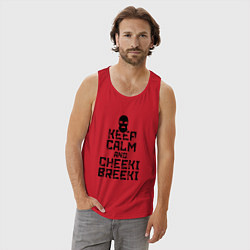 Майка мужская хлопок Keep Calm & Cheeki Breeki, цвет: красный — фото 2