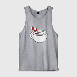 Майка мужская хлопок Red Cuphead, цвет: меланж