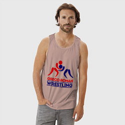 Майка мужская хлопок Greco-roman wrestling, цвет: пыльно-розовый — фото 2