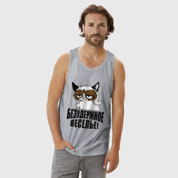 Майка мужская хлопок Безудержное веселье, цвет: меланж — фото 2