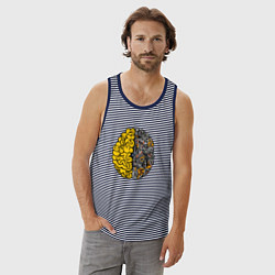 Майка мужская хлопок Мозг инженера, цвет: синяя тельняшка — фото 2