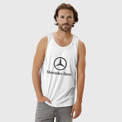 Майка мужская хлопок Logo Mercedes-Benz, цвет: белый — фото 2