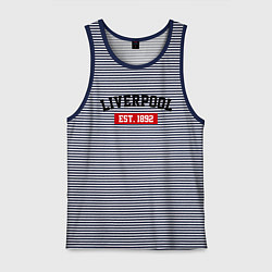 Майка мужская хлопок FC Liverpool Est. 1892, цвет: синяя тельняшка