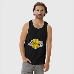 Майка мужская хлопок LA Lakers, цвет: черный — фото 2