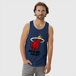 Майка мужская хлопок Miami Heat-logo, цвет: тёмно-синий — фото 2