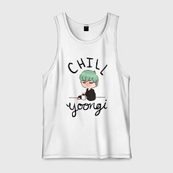 Майка мужская хлопок Chill Yoongi, цвет: белый