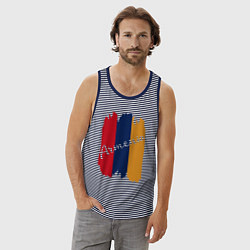 Майка мужская хлопок Armenia in my heart, цвет: синяя тельняшка — фото 2